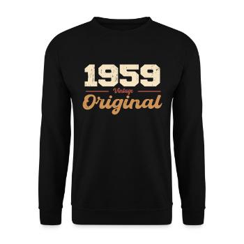 1959 Vintage Anniversaire Rétro Cadeau 1959 - Sweat-shirt Unisexe - noir - Devant - Alina (178cm) & Michal (187cm)