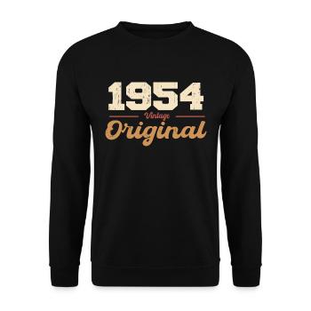 1954 Vintage Jubiläum Retro Geschenk 1954 - Unisex Pullover - Schwarz - Vorne - Alina (178cm) & Michal (187cm)