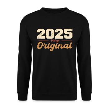 2025 Vintage Anniversaire Rétro Cadeau 2025 - Sweat-shirt Unisexe - noir - Devant - Alina (178cm) & Michal (187cm)