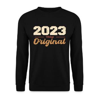 2023 Vintage Anniversaire Rétro Cadeau 2023 - Sweat-shirt Unisexe - noir - Devant - Alina (178cm) & Michal (187cm)