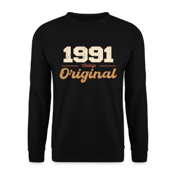 1991 Vintage Anniversary Retro Gift 1991 - Unisex Sweatshirt - black - Front - Alina (178cm) & Michal (187cm)