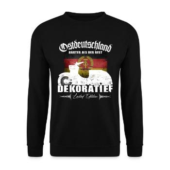 Simson Schwalbe - DEKORATIEF - DDR Ostdeutschland - Unisex Pullover - Schwarz - Vorne - Alina (178cm) & Michal (187cm)