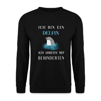 Ich Bin Ein Delfin ich arbeite mit Behinderten - Unisex Pullover - Schwarz - Vorne - Alina (178cm) & Michal (187cm)