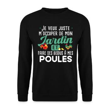 Jardin poules jardinage poule poulailler humour - Sweat-shirt Unisexe - noir - Devant - Alina (178cm) & Michal (187cm)
