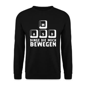 WASD Dinge die mich bewegen Gaming PC Keyboard - Unisex Pullover - Schwarz - Vorne - Alina (178cm) & Michal (187cm)