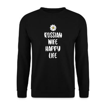 Russian Wife Happy Life Russian Costume Russia - Unisex Sweatshirt - black - Front - Alina (178cm) & Michal (187cm)