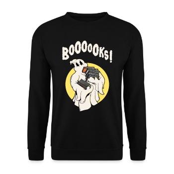 Funny Bookworm Ghost Halloween Costume Boooooks - Unisex Sweatshirt - black - Front - Alina (178cm) & Michal (187cm)