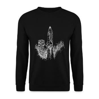 Space Shuttle Launch Scribble - Unisex Sweatshirt - black - Front - Alina (178cm) & Michal (187cm)