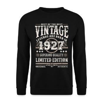 Les légendes sont nées en 1927 - Sweat-shirt Unisexe - noir - Devant - Alina (178cm) & Michal (187cm)