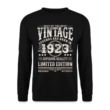 Legenden werden 1923 geboren - Unisex Pullover - Schwarz - Vorne - Alina (178cm) & Michal (187cm)