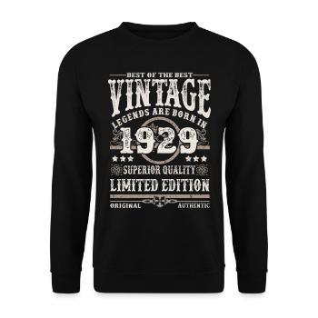 Legenden werden 1929 geboren - Unisex Pullover - Schwarz - Vorne - Alina (178cm) & Michal (187cm)