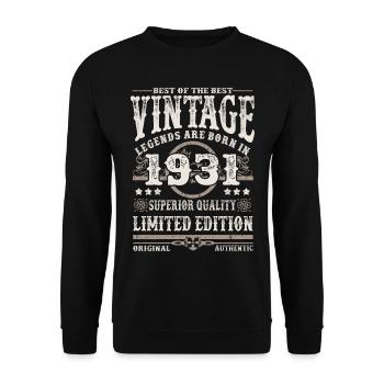 Les légendes sont nées en 1931 - Sweat-shirt Unisexe - noir - Devant - Alina (178cm) & Michal (187cm)