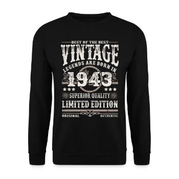 Legends are born in 1943 - Unisex Sweatshirt - black - Front - Alina (178cm) & Michal (187cm)