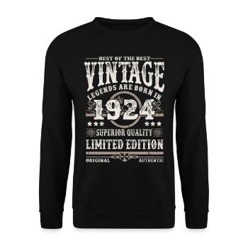 Legends are born in 1924 - Unisex Sweatshirt - black - Front - Alina (178cm) & Michal (187cm)