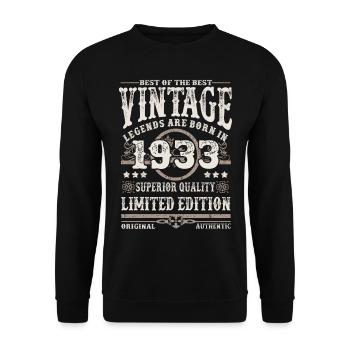 Legenden werden 1933 geboren - Unisex Pullover - Schwarz - Vorne - Alina (178cm) & Michal (187cm)