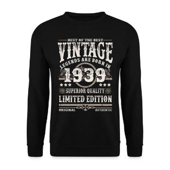 Legends are born in 1939 - Unisex Sweatshirt - black - Front - Alina (178cm) & Michal (187cm)