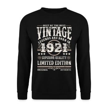 Legenden werden 1921 geboren - Unisex Pullover - Schwarz - Vorne - Alina (178cm) & Michal (187cm)