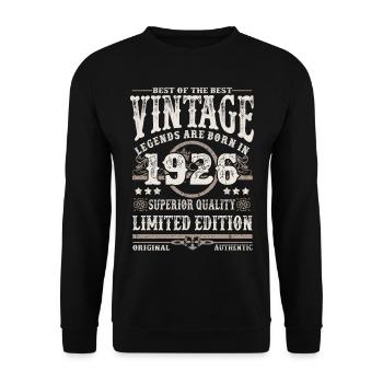 Legends are born in 1926 - Unisex Sweatshirt - black - Front - Alina (178cm) & Michal (187cm)