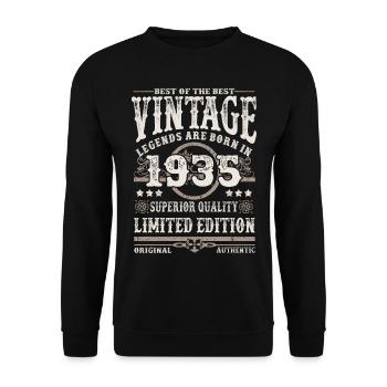 Les légendes sont nées en 1935 - Sweat-shirt Unisexe - noir - Devant - Alina (178cm) & Michal (187cm)