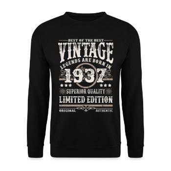 Les légendes sont nées en 1937 - Sweat-shirt Unisexe - noir - Devant - Alina (178cm) & Michal (187cm)