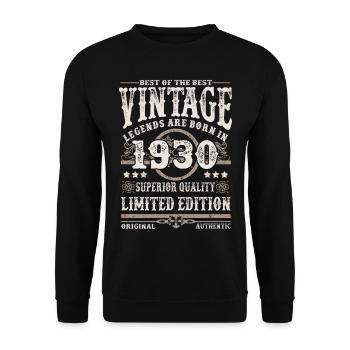 Legends are born in 1930 - Unisex Sweatshirt - black - Front - Alina (178cm) & Michal (187cm)