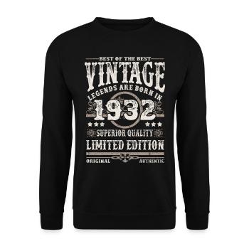 Les légendes sont nées en 1932 - Sweat-shirt Unisexe - noir - Devant - Alina (178cm) & Michal (187cm)