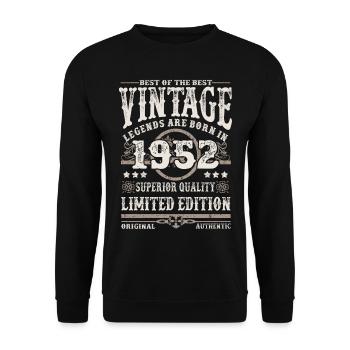 Legenden werden 1952 geboren - Unisex Pullover - Schwarz - Vorne - Alina (178cm) & Michal (187cm)