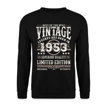 Legenden werden 1953 geboren - Unisex Pullover - Schwarz - Vorne - Alina (178cm) & Michal (187cm)