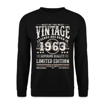 Les légendes sont nées en 1963 - Sweat-shirt Unisexe - noir - Devant - Alina (178cm) & Michal (187cm)