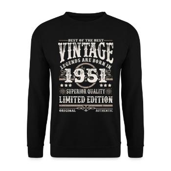 Legends are born in 1951 - Unisex Sweatshirt - black - Front - Alina (178cm) & Michal (187cm)