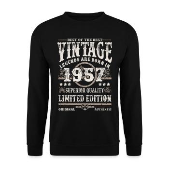 Legenden werden 1957 geboren - Unisex Pullover - Schwarz - Vorne - Alina (178cm) & Michal (187cm)