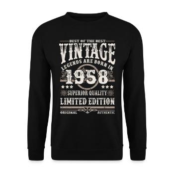 Legenden werden 1958 geboren - Unisex Pullover - Schwarz - Vorne - Alina (178cm) & Michal (187cm)