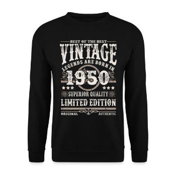 Legends are born in 1950 - Unisex Sweatshirt - black - Front - Alina (178cm) & Michal (187cm)