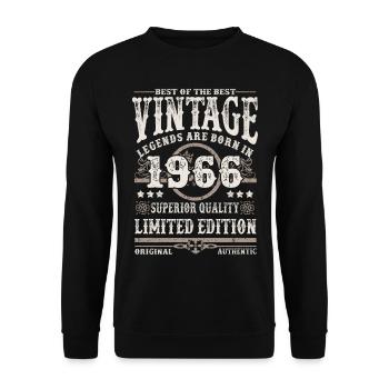 Legenden werden 1966 geboren - Unisex Pullover - Schwarz - Vorne - Alina (178cm) & Michal (187cm)