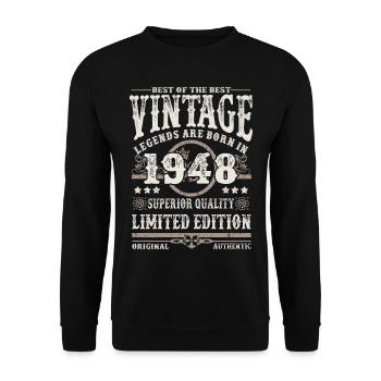 Legends are born in 1948 - Unisex Sweatshirt - black - Front - Alina (178cm) & Michal (187cm)
