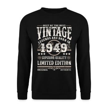 Legends are born in 1949 - Unisex Sweatshirt - black - Front - Alina (178cm) & Michal (187cm)