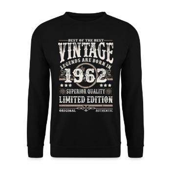 Legenden werden 1962 geboren - Unisex Pullover - Schwarz - Vorne - Alina (178cm) & Michal (187cm)