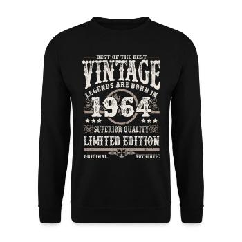 Legenden werden 1964 geboren - Unisex Pullover - Schwarz - Vorne - Alina (178cm) & Michal (187cm)