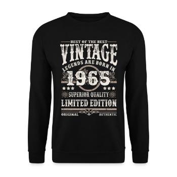 Legends are born in 1965 - Unisex Sweatshirt - black - Front - Alina (178cm) & Michal (187cm)