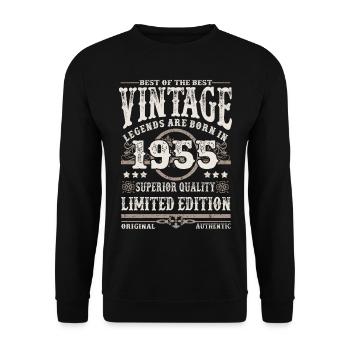 Legenden werden 1955 geboren - Unisex Pullover - Schwarz - Vorne - Alina (178cm) & Michal (187cm)