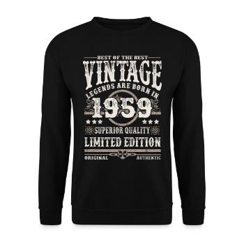 Legenden werden 1959 geboren - Unisex Pullover - Schwarz - Vorne - Alina (178cm) & Michal (187cm)