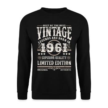 Legends are born in 1961 - Unisex Sweatshirt - black - Front - Alina (178cm) & Michal (187cm)
