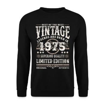Legends are born in 1975 - Unisex Sweatshirt - black - Front - Alina (178cm) & Michal (187cm)