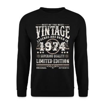 Les légendes sont nées en 1974 - Sweat-shirt Unisexe - noir - Devant - Alina (178cm) & Michal (187cm)
