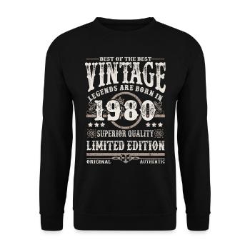 Legends are born in 1980 - Unisex Sweatshirt - black - Front - Alina (178cm) & Michal (187cm)