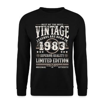Legenden werden 1983 geboren - Unisex Pullover - Schwarz - Vorne - Alina (178cm) & Michal (187cm)
