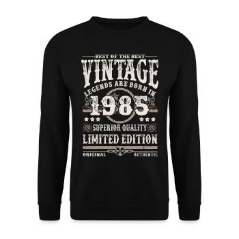 Legenden werden 1985 geboren - Unisex Pullover - Schwarz - Vorne - Alina (178cm) & Michal (187cm)