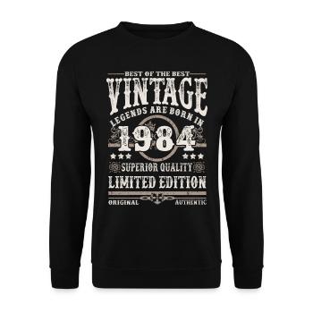 Legenden werden 1984 geboren - Unisex Pullover - Schwarz - Vorne - Alina (178cm) & Michal (187cm)