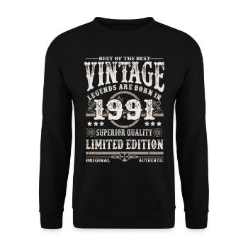 Legends are born in 1991 - Unisex Sweatshirt - black - Front - Alina (178cm) & Michal (187cm)