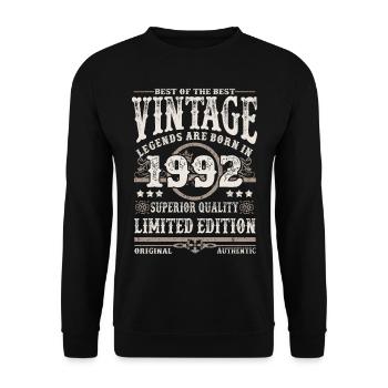 Legends are born in 1992 - Unisex Sweatshirt - black - Front - Alina (178cm) & Michal (187cm)